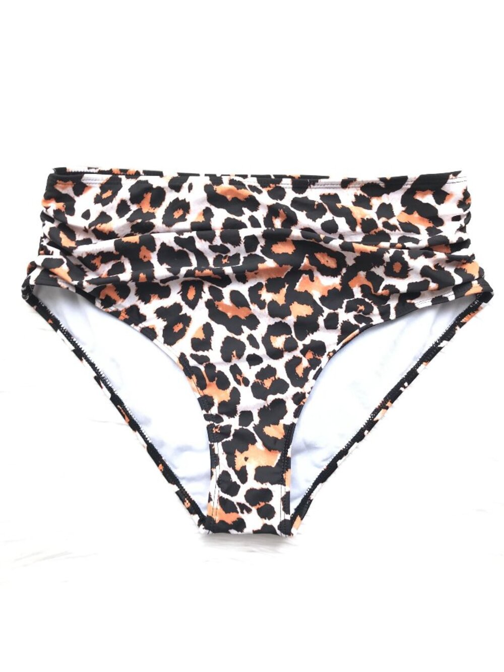 NWOT Cheetah Print High Waist Ruched Tummy Slimming Bikini Swimsuit Bottoms - XL